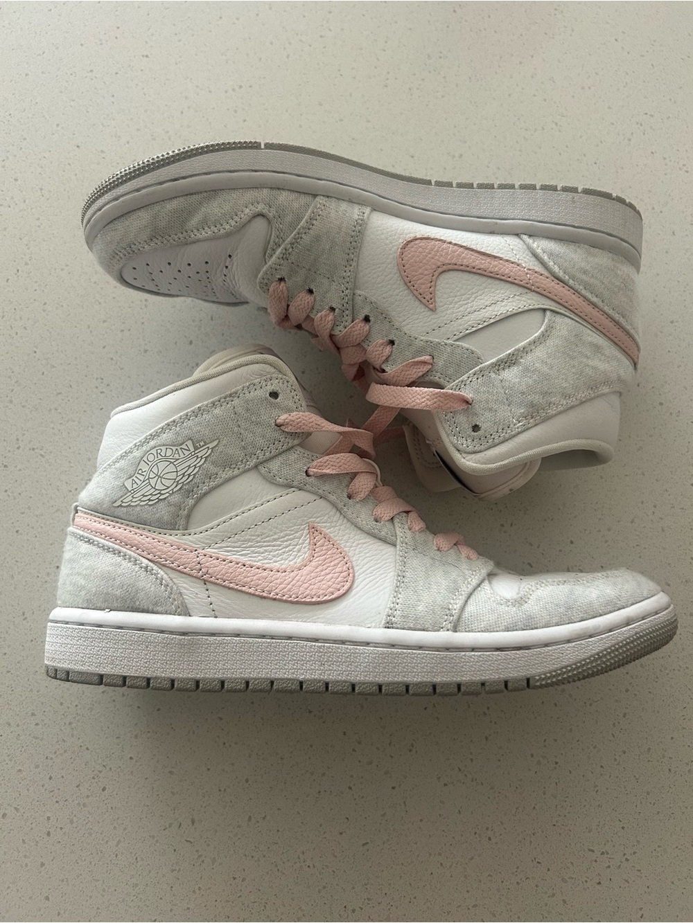 Air Jordan— White, Gray & Light Pink Women's Sneakers